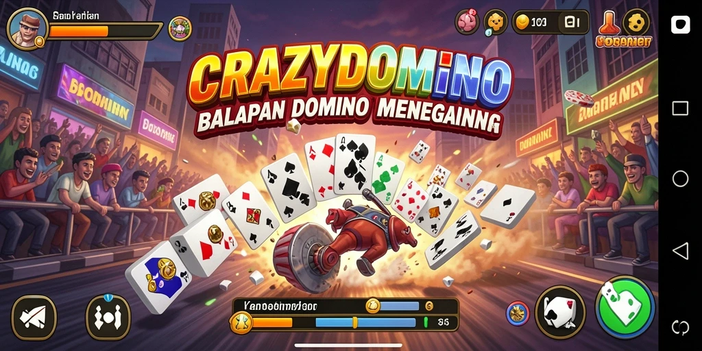 Tampilan seru dari gameplay balapan di CRAZYDOMINO.