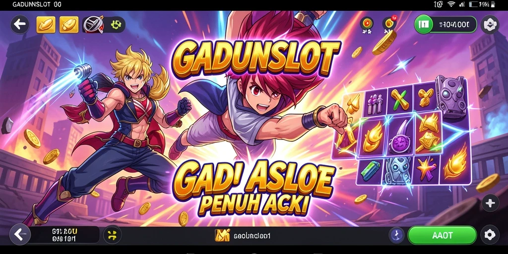Tampilan gameplay GADUNSLOT yang menampilkan karakter anime favorit.