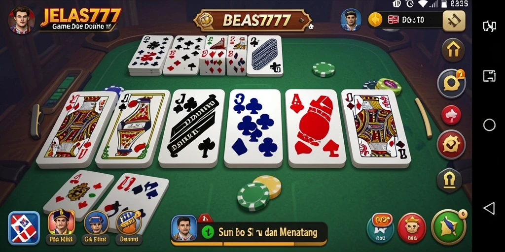 Tampilan interaktif dan seru dari gameplay Domino JELAS777.