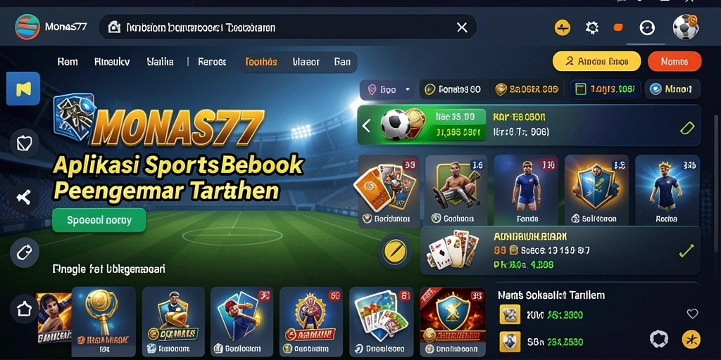 Screenshot gameplay MONAS77 yang menunjukkan fitur taruhan olahraga.