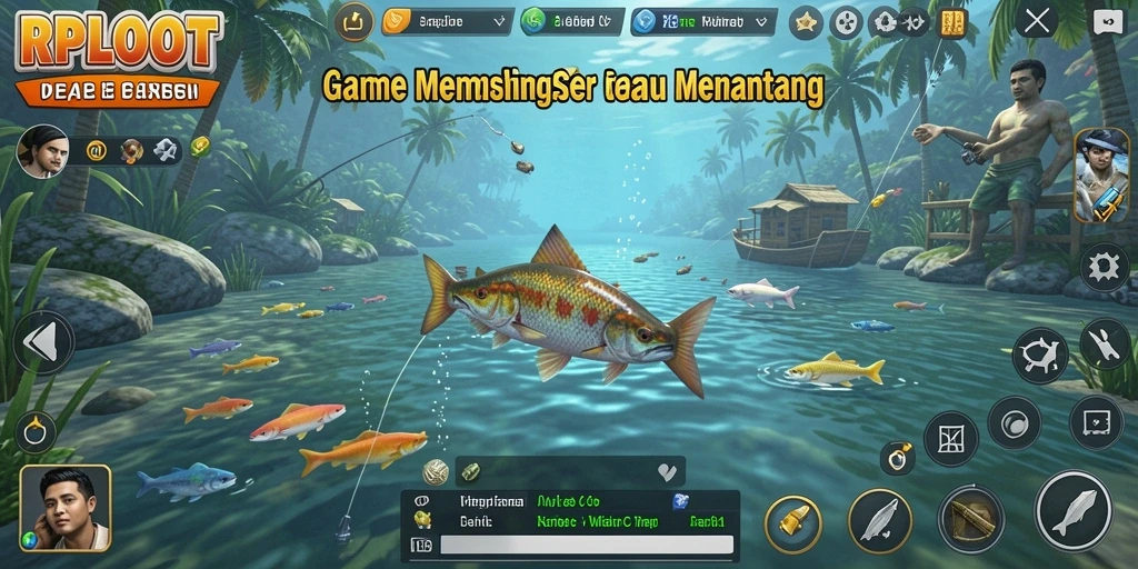 Screenshot utama RPLOOT menampilkan aksi memancing yang seru dan memukau.